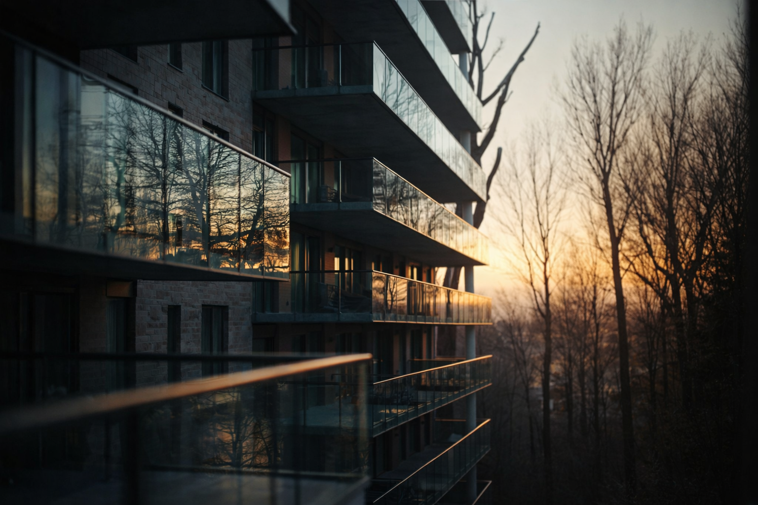 smartphone screen showing keyboard interface overlay with partial architectural image in background, dark mode UI, mobile editing or typing environment