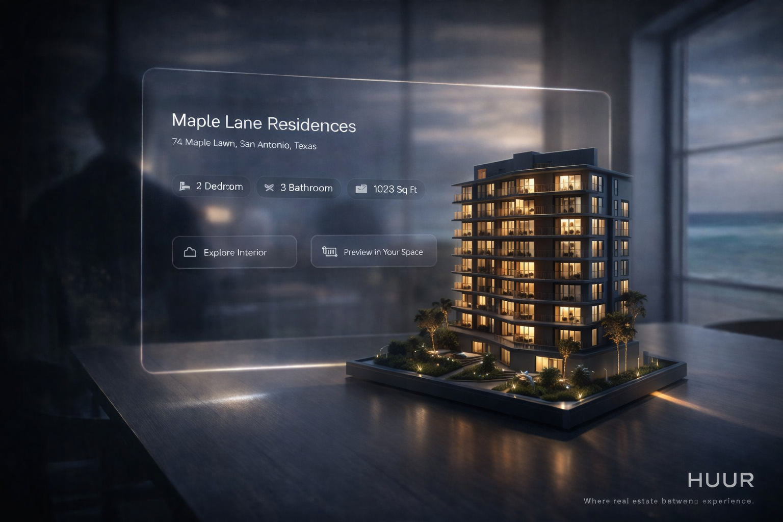 Immersive virtual real estate visualization showcasing a modern apartment building through a cinematic, real-time interactive experience.